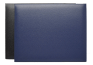 black and blue turned edge leatherette diploma covers