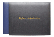 blue and black leatherette diploma covers with gold debossing