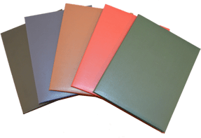 red, green, blue, tan and black bonded leather diploma covers